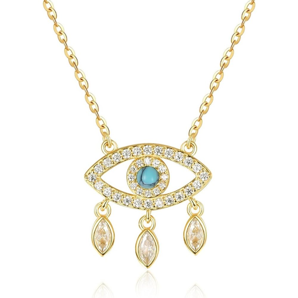 Women Sterling Silver Ojo Turco Protection Unique Necklace